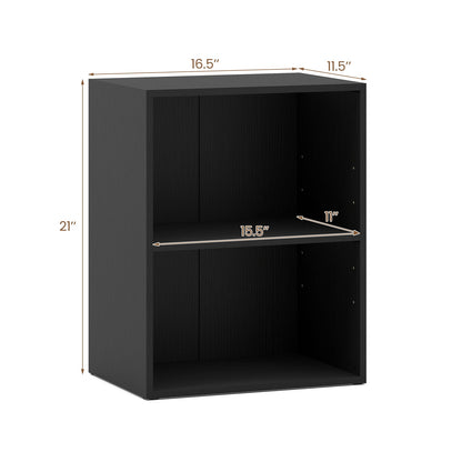 2-Cube Bookcase Set of 2 Floor Standing Open Bookshelf w/ 5-Position Adjustable Shelf