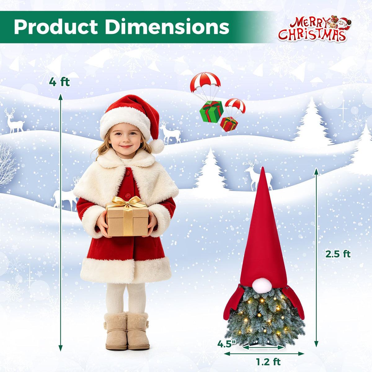 2 Pack 2.5 FT Pre-Lit Mini Tabletop Artificial Christmas Tree
