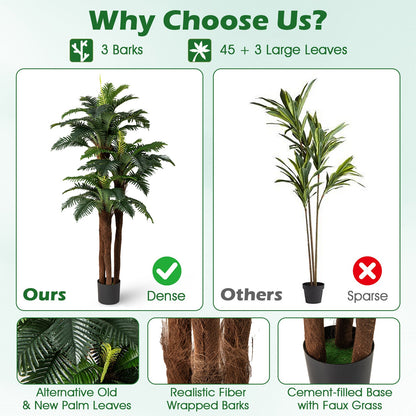 2 Pack Artificial Palm Tree 6.3 ft Tall with Adjustable Leaves