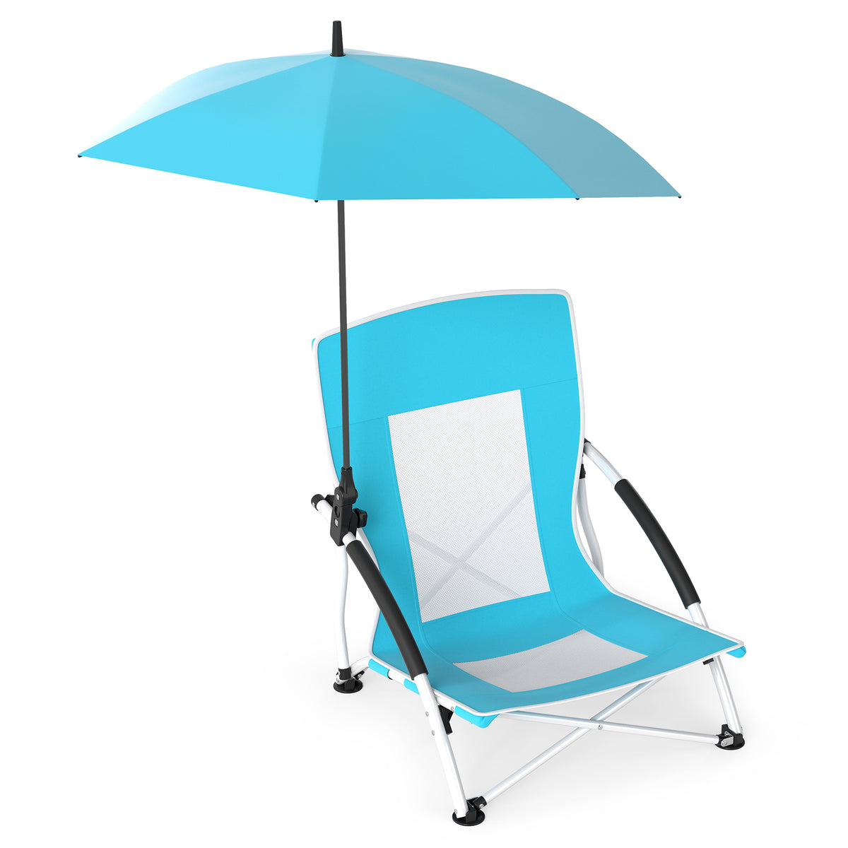 Beach Chair with Adjustable Umbrella for Adults - 2 Pack