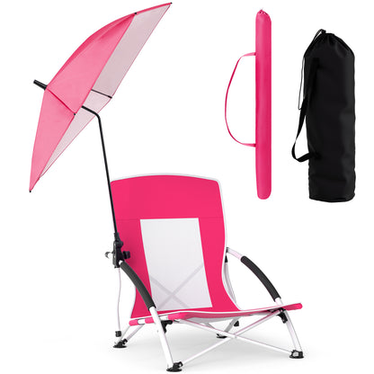 Beach Chair with Adjustable Umbrella for Adults - 2 Pack