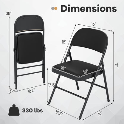 Folding Conference Chairs 4-Pack with Padded Seats - Black