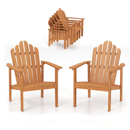 Stackable Adirondack Chairs - Solid Acacia Wood (2-Pack)