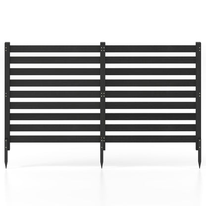 2-Panel Wooden Outdoor Privacy Fence with Ground Stakes