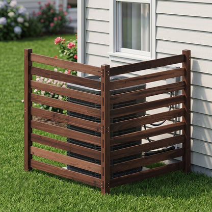 2-Panel Wooden Outdoor Privacy Fence with Ground Stakes