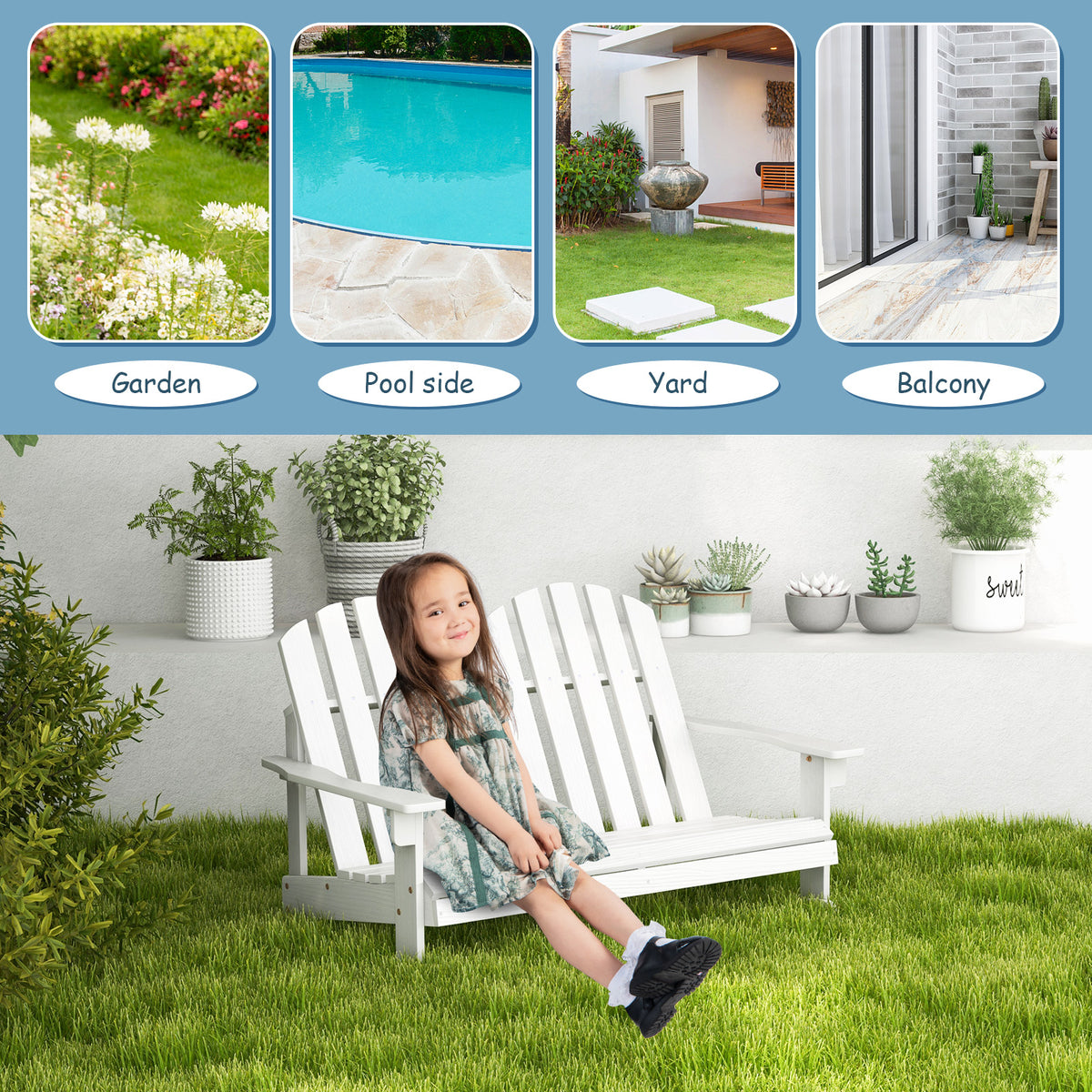 2 Person Adirondack Rocking Chair with Slatted Seat