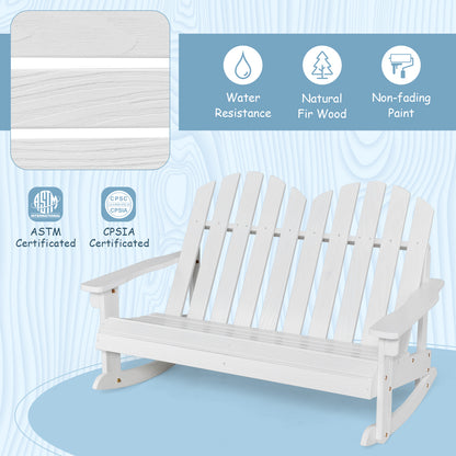 2 Person Adirondack Rocking Chair with Slatted Seat