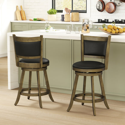 24-Inch Swivel Counter Stools with Upholstered Seat, Set of 2