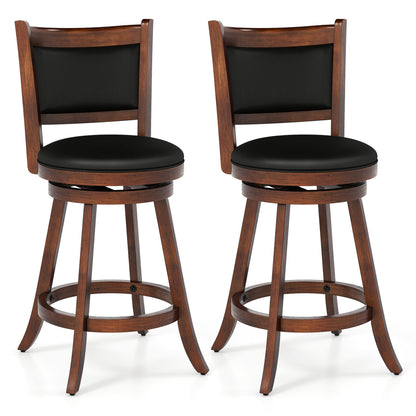 24-Inch Swivel Counter Stools with Upholstered Seat, Set of 2