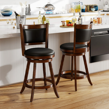 24-Inch Swivel Counter Stools with Upholstered Seat, Set of 2