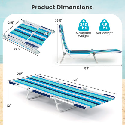 5-Position Beach Recliner Chair Set of 2 with Carry Strap
