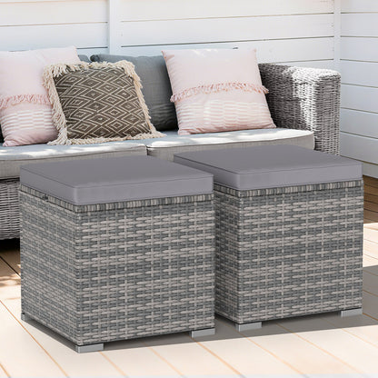 Patio Ottoman Set with Removable Cushions & Storage (2-Piece)