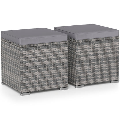 Patio Ottoman Set with Removable Cushions & Storage (2-Piece)