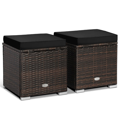 Patio Ottoman Set with Removable Cushions & Storage (2-Piece)