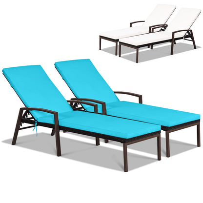 Adjustable Patio Chaise Lounge Chair Set with Cushions
