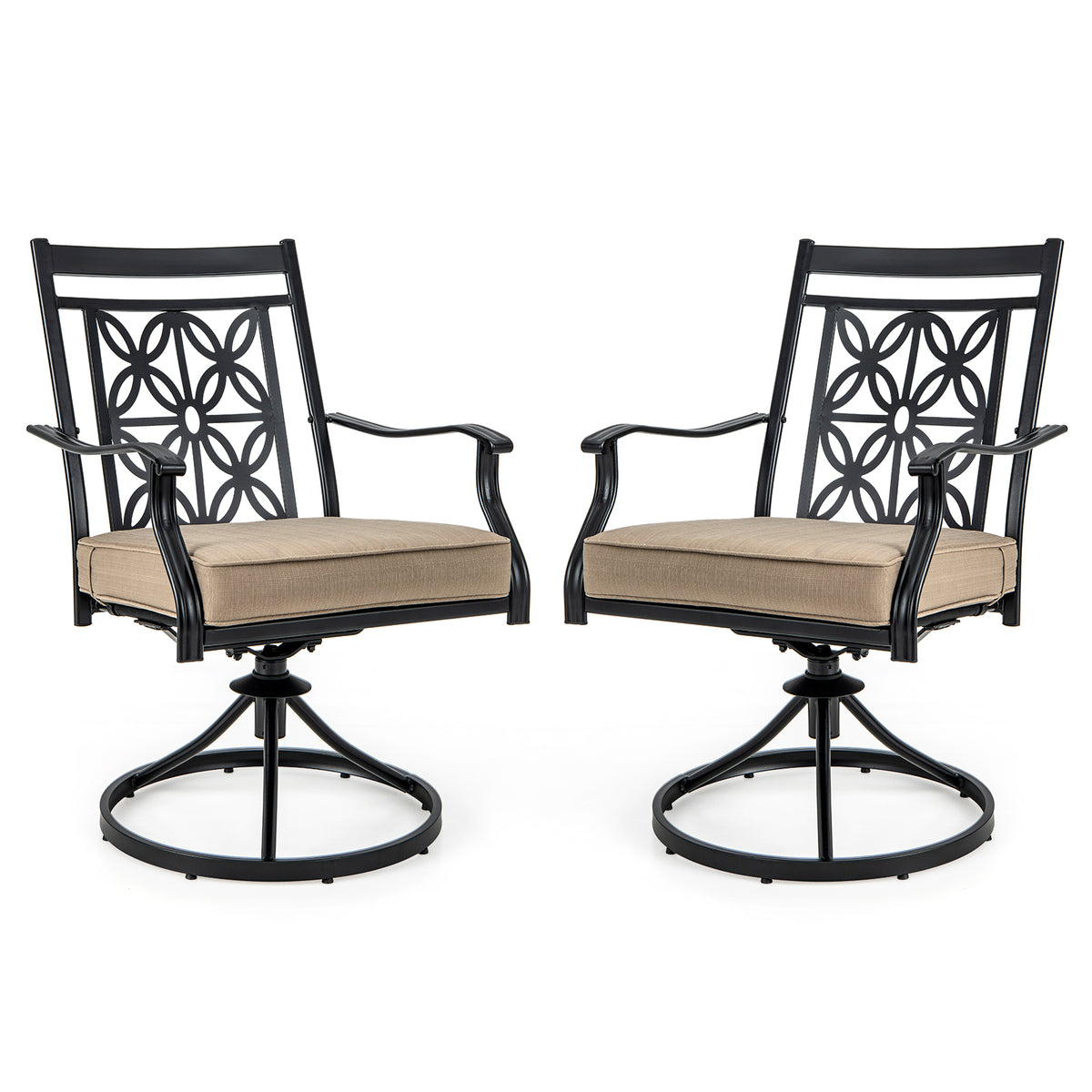 Patio Swivel Dining Chairs Set of 2 with Cushions