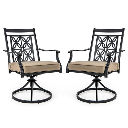Patio Swivel Dining Chairs Set of 2 with Cushions