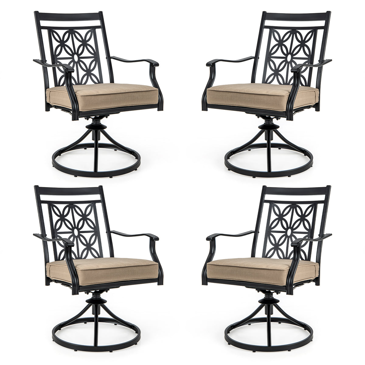 Patio Swivel Dining Chairs Set of 2 with Cushions