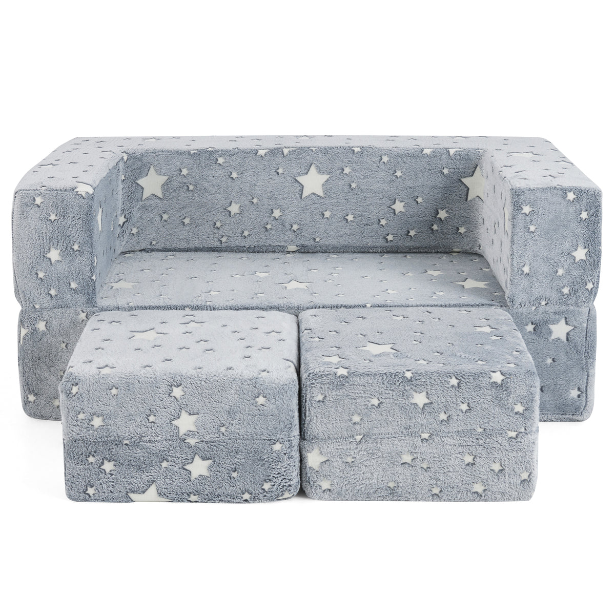 Kids Play Couch 2-Seater with Washable Flannel Cover