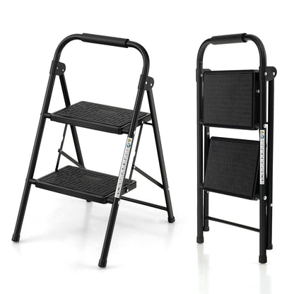 2-Step Folding Ladder with Wide Anti-Slip Pedal
