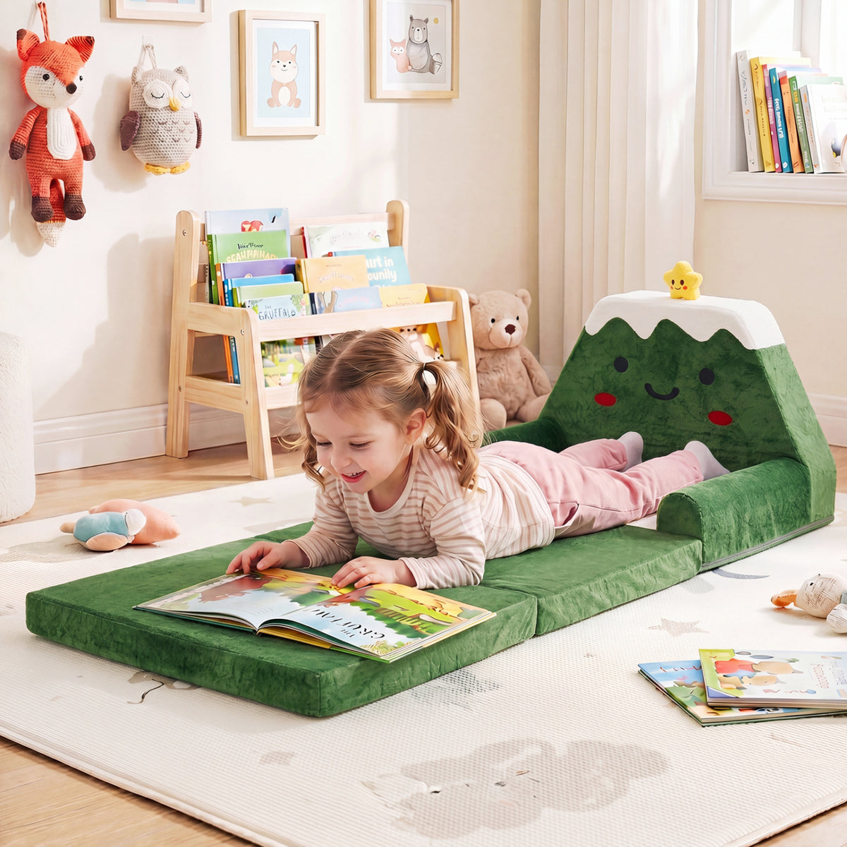 Kids Sofa 2-in-1 Convertible to Lounger with Christmas Pattern