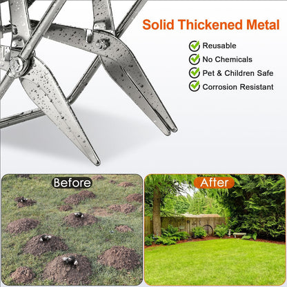 2PCS Reusable Metal Mole Traps for Lawn & Garden