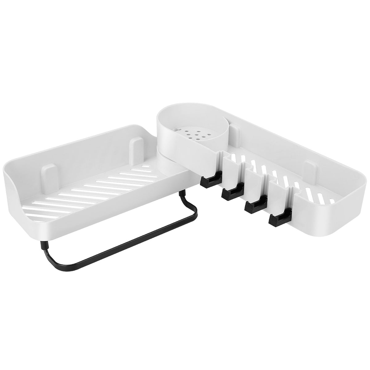 Rotatable Bathroom Corner Caddy Shelf with Towel Bar