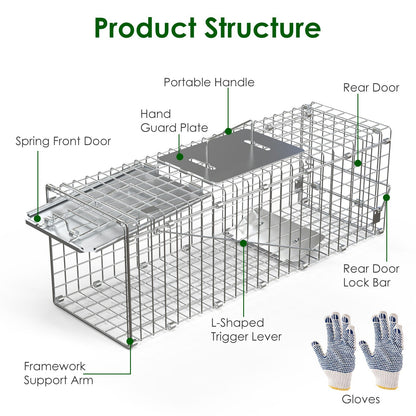 2PCS Folding Humane Animal Trap Cages for Cats, Rabbits & Squirrels