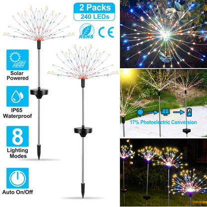 Solar Starburst Lights 240 LED Firework Garden Stake Lights