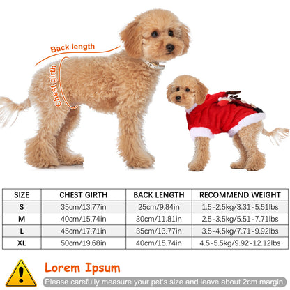 Santa Claus Pet Costume with Reindeer Antlers for Dogs & Cats