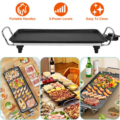 Electric Griddle Grill 1500W Non-Stick BBQ Hot Plate