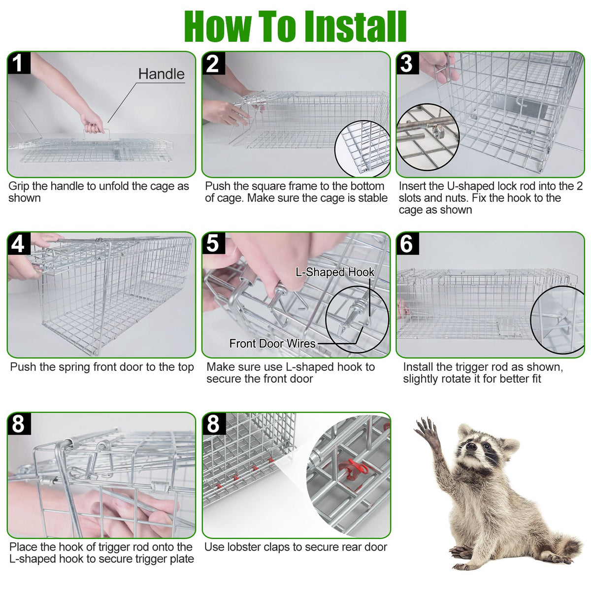 Humane Live Animal Trap Cage with Waterproof Cover - 30.5"