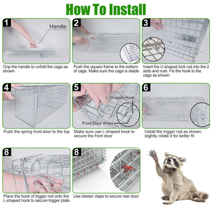 Humane Live Animal Trap Cage with Waterproof Cover - 30.5"