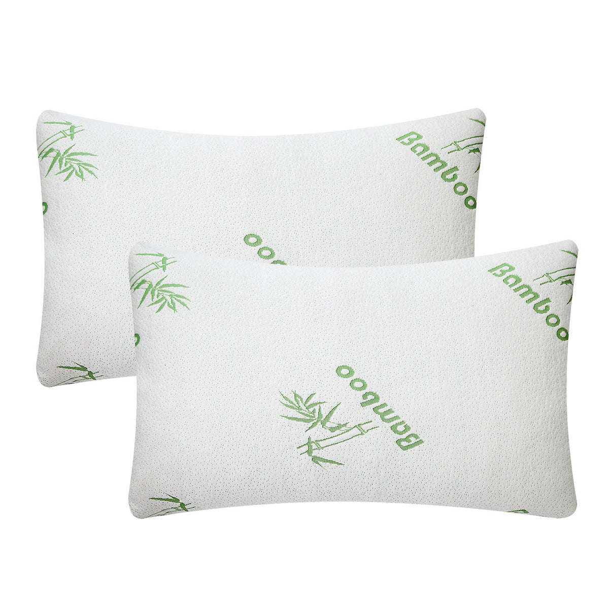 Memory Foam Pillow Set with Bamboo Cover - Queen Size (2-Pack)