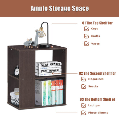2-Tier Side End Table with Storage Shelves