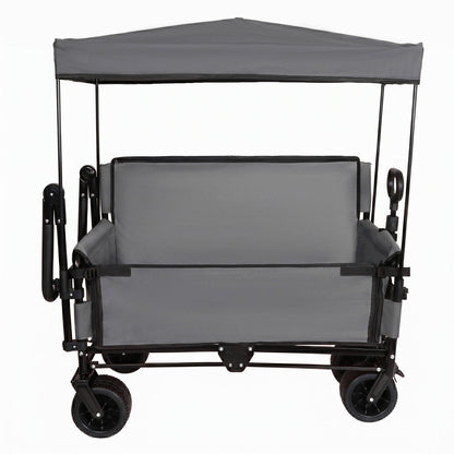 Folding Wagon Cart with Bench Seat & Canopy, 500lbs Capacity