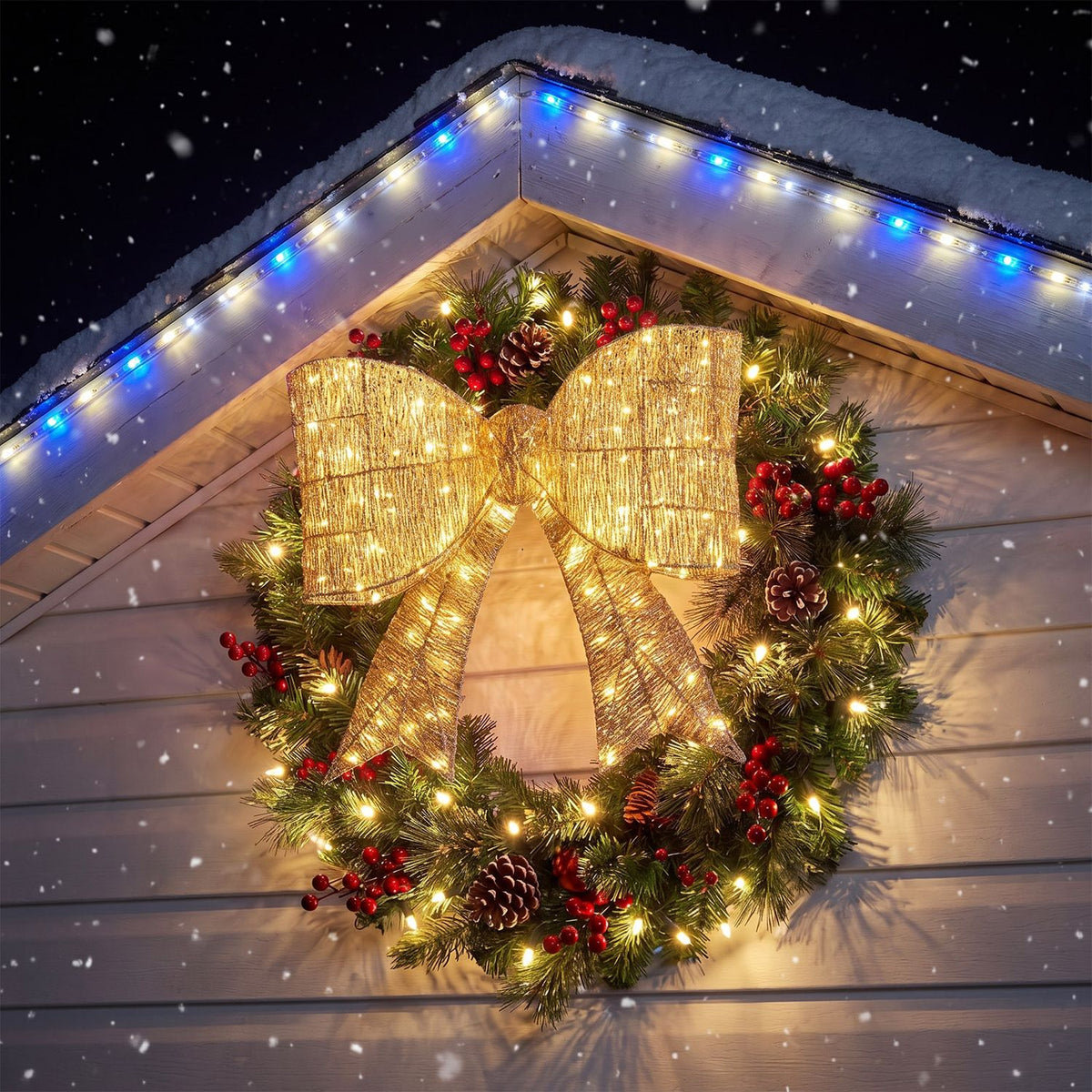 30" Christmas Lighted Bow Decoration with 120 PreLit Warm White LED Lights