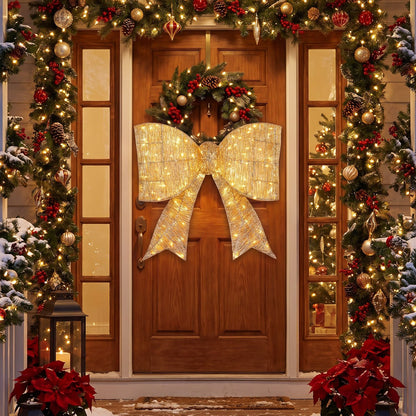 30" Christmas Lighted Bow Decoration with 120 PreLit Warm White LED Lights