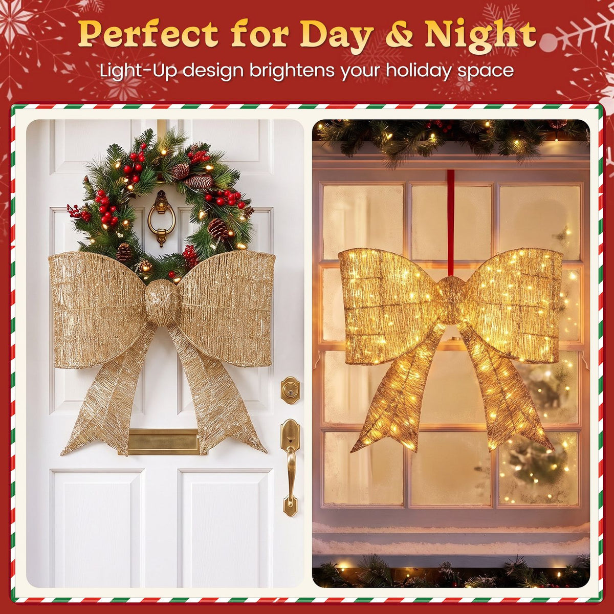 30" Christmas Lighted Bow Decoration with 120 PreLit Warm White LED Lights