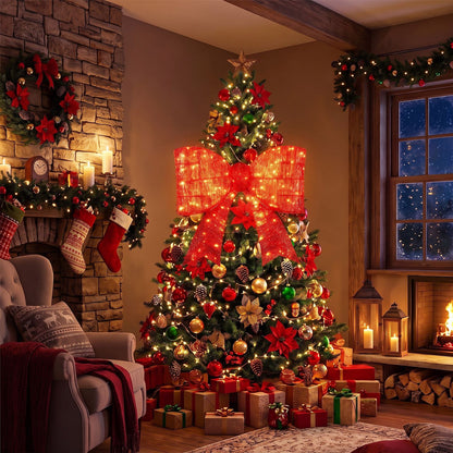30" Christmas Lighted Bow Decoration with 120 PreLit Warm White LED Lights