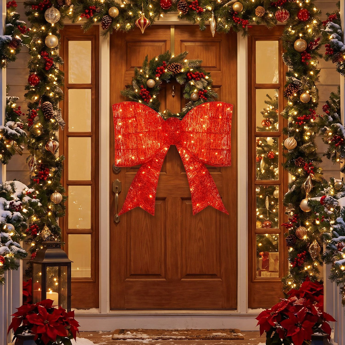 30" Christmas Lighted Bow Decoration with 120 PreLit Warm White LED Lights