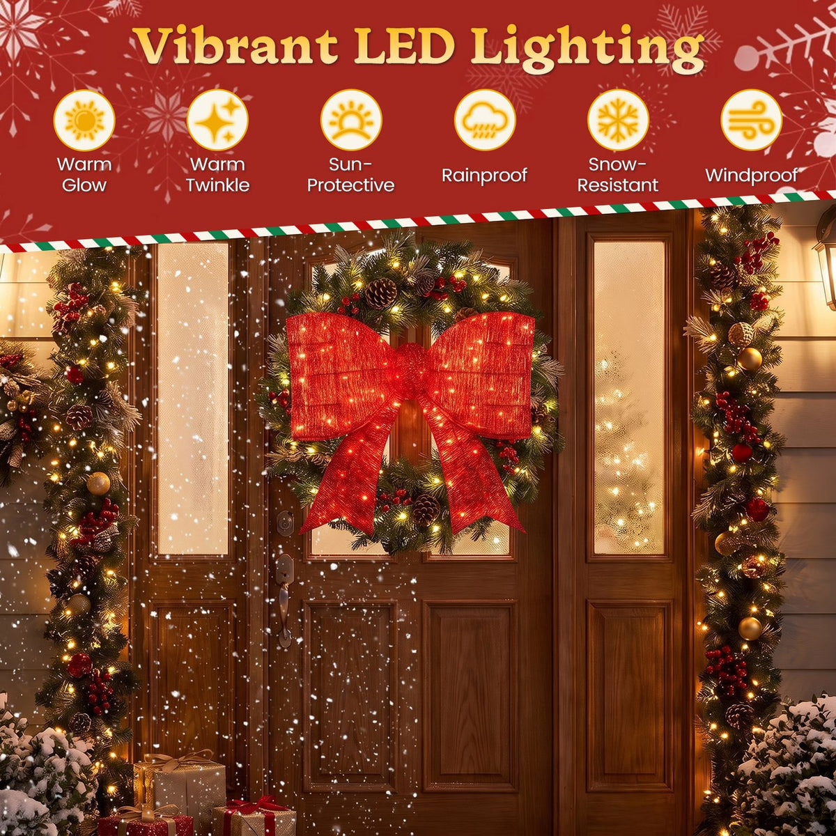 30" Christmas Lighted Bow Decoration with 120 PreLit Warm White LED Lights