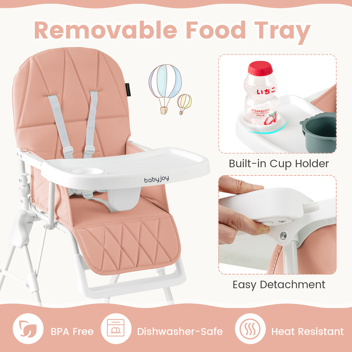 Compact Folding High Chair with Adjustable Tray