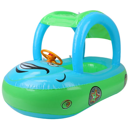 Baby Pool Float with Sun Canopy - Car Shaped Swim Ring