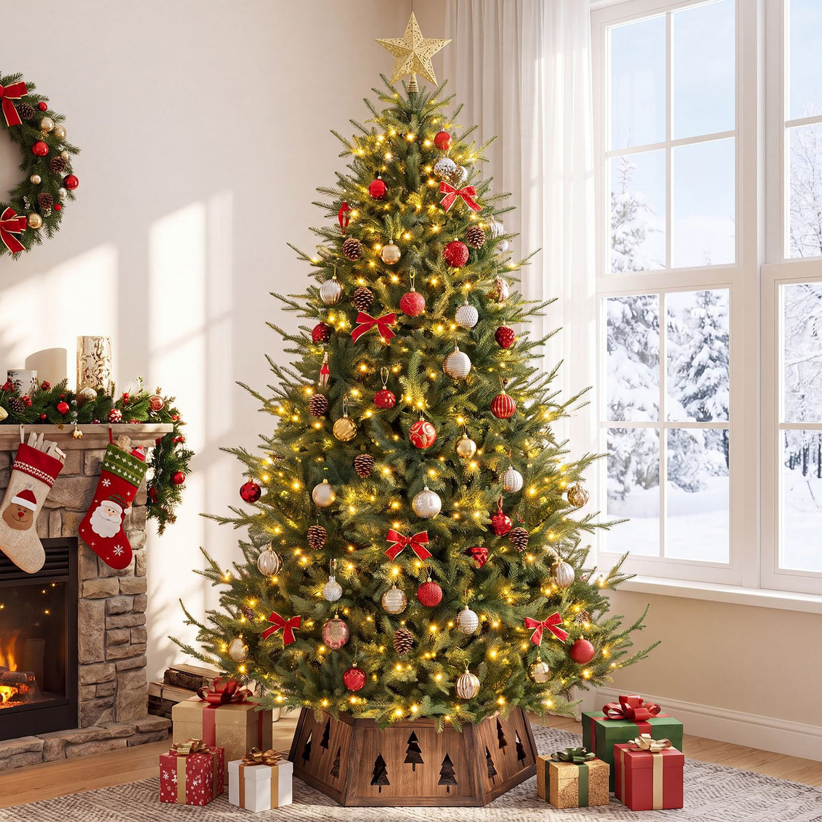 31.5" Christmas Tree Collar for 6/7.5/9 ft Artificial Trees with Tool-Free Setup