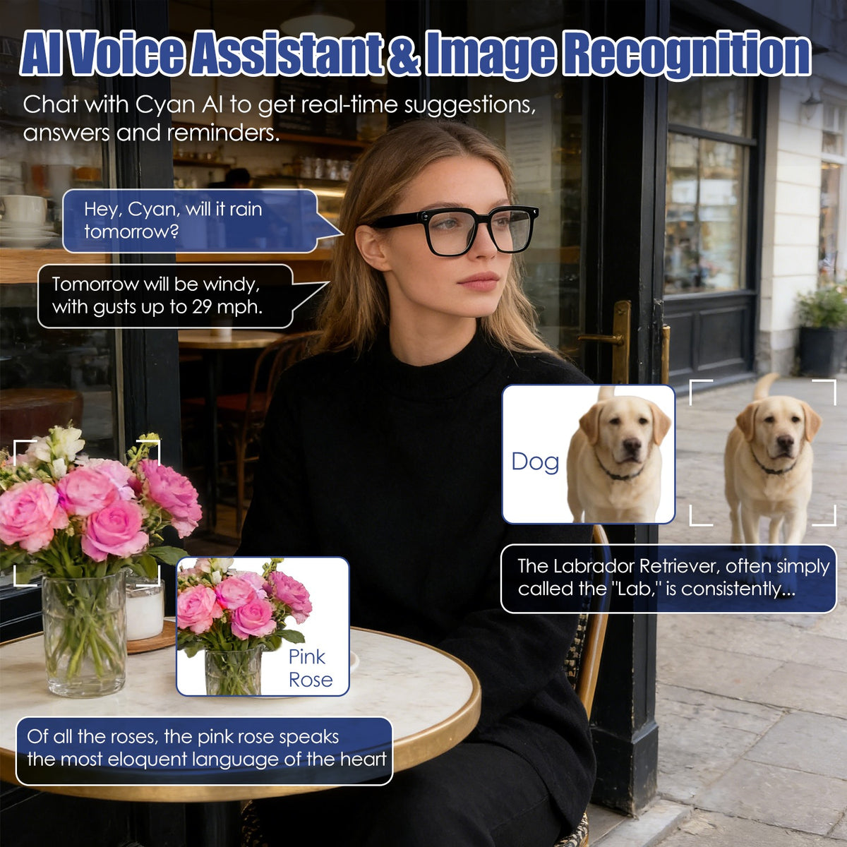 AI Smart Glasses with Camera, Translation & Voice Assistant