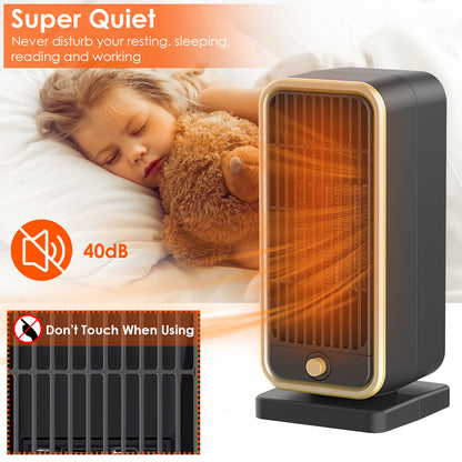 500W Portable Ceramic Space Heater with Tip-Over Protection