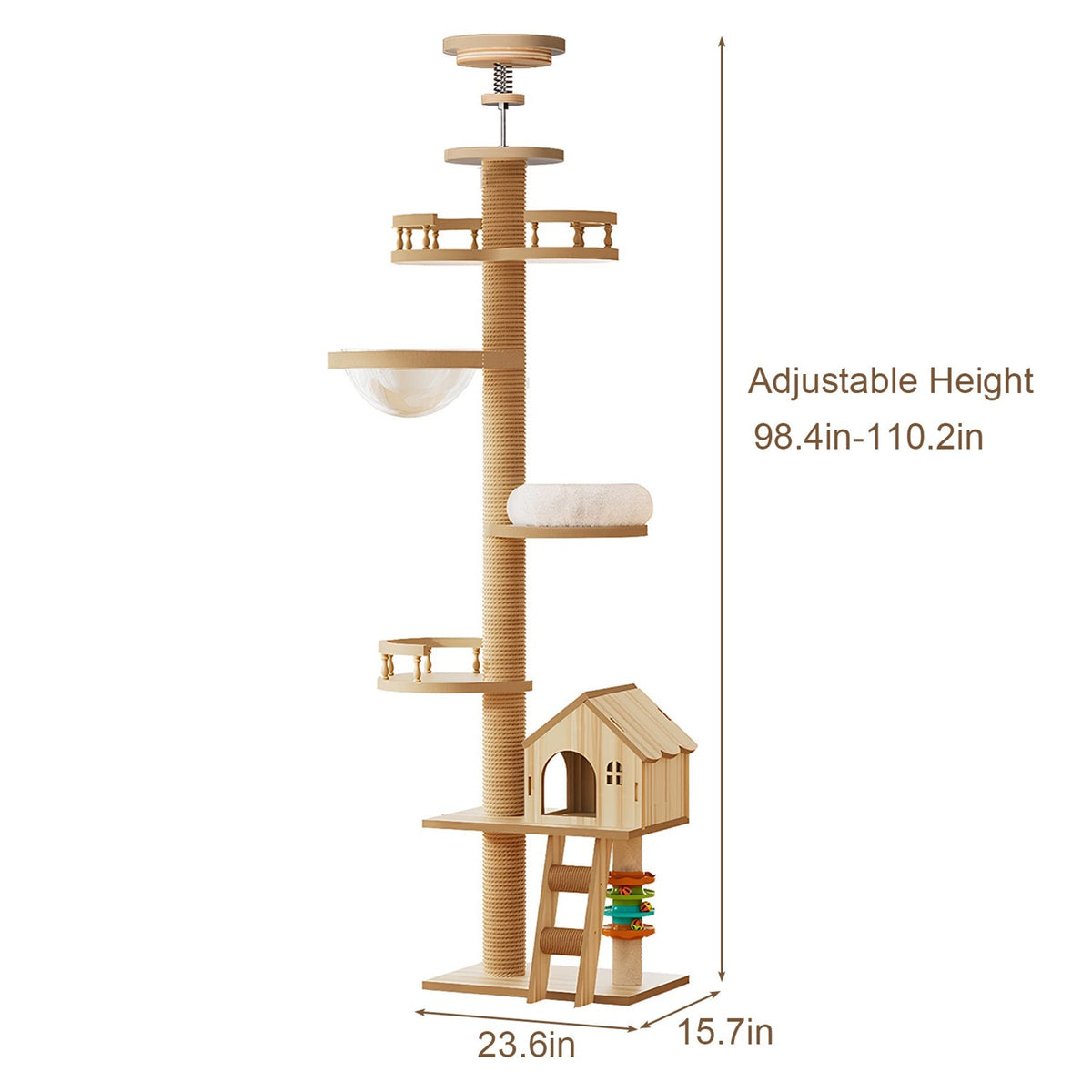 Floor-to-Ceiling Cat Tree with Adjustable Height & Sisal Post