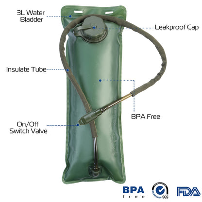 Tactical Hydration Pack with 3L Water Bladder