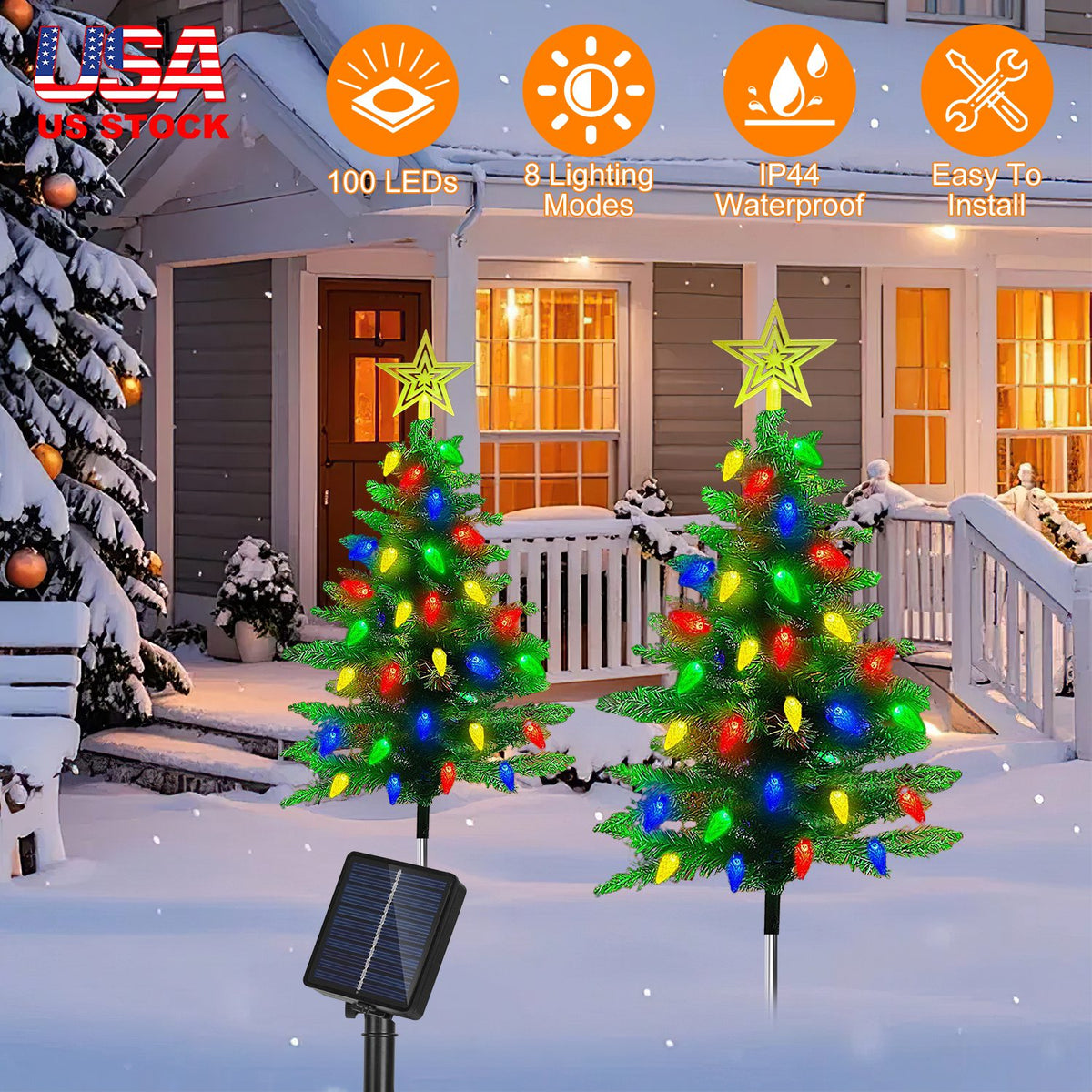 Solar Christmas Tree Pathway Lights with 100 LED & 8 Modes